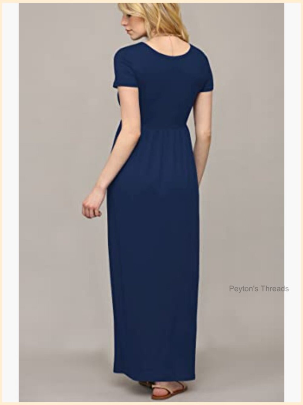 Short Sleeve Loose Plain Casual Long Maxi Dress with Pockets - Picture 4 of 7